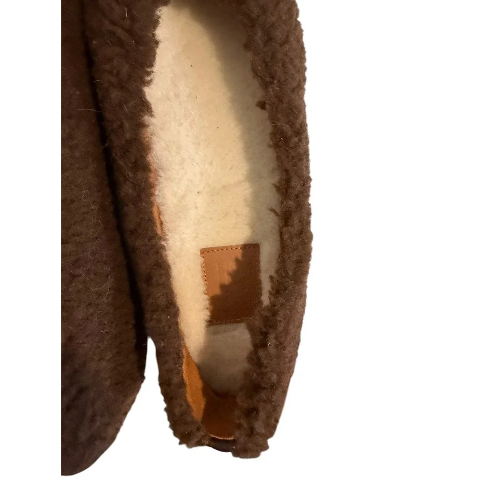 New Flattered Nina Faux Teddy Flat Brown Faux Fur Ballet Shoes EU 41 US 10.5